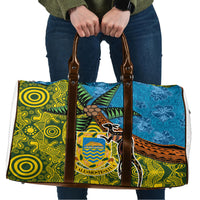 Tuvalu and Australia Together Travel Bag Tapa Pattern and Aboriginal mix Culture LT03 Multicolor - Polynesian Pride