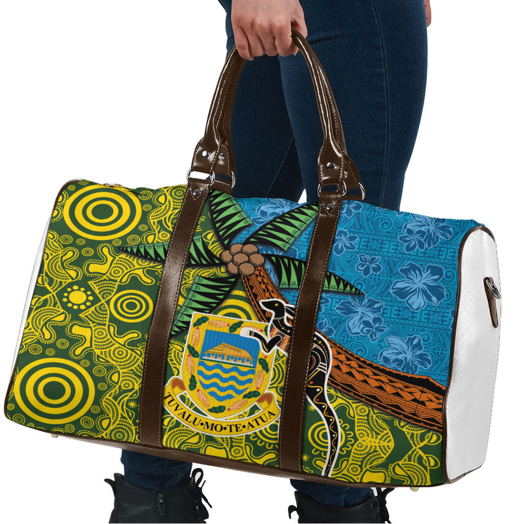 Tuvalu and Australia Together Travel Bag Tapa Pattern and Aboriginal mix Culture LT03 - Polynesian Pride