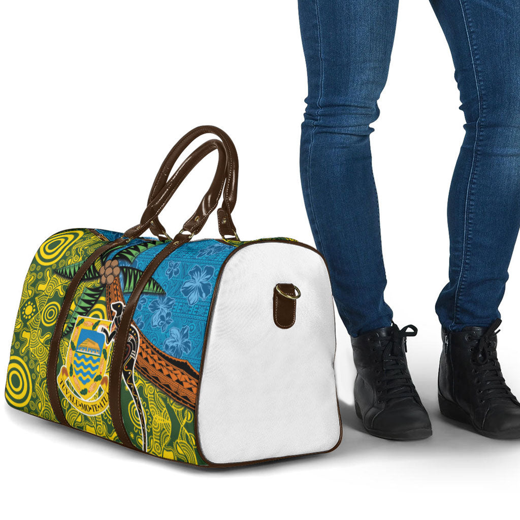 Tuvalu and Australia Together Travel Bag Tapa Pattern and Aboriginal mix Culture LT03 - Polynesian Pride