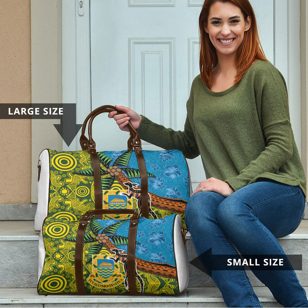 Tuvalu and Australia Together Travel Bag Tapa Pattern and Aboriginal mix Culture LT03 - Polynesian Pride