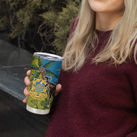 Tuvalu and Australia Together Tumbler Cup Tapa Pattern and Aboriginal mix Culture LT03 - Polynesian Pride