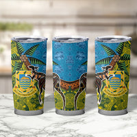 Tuvalu and Australia Together Tumbler Cup Tapa Pattern and Aboriginal mix Culture LT03 - Polynesian Pride