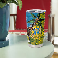 Tuvalu and Australia Together Tumbler Cup Tapa Pattern and Aboriginal mix Culture LT03 - Polynesian Pride