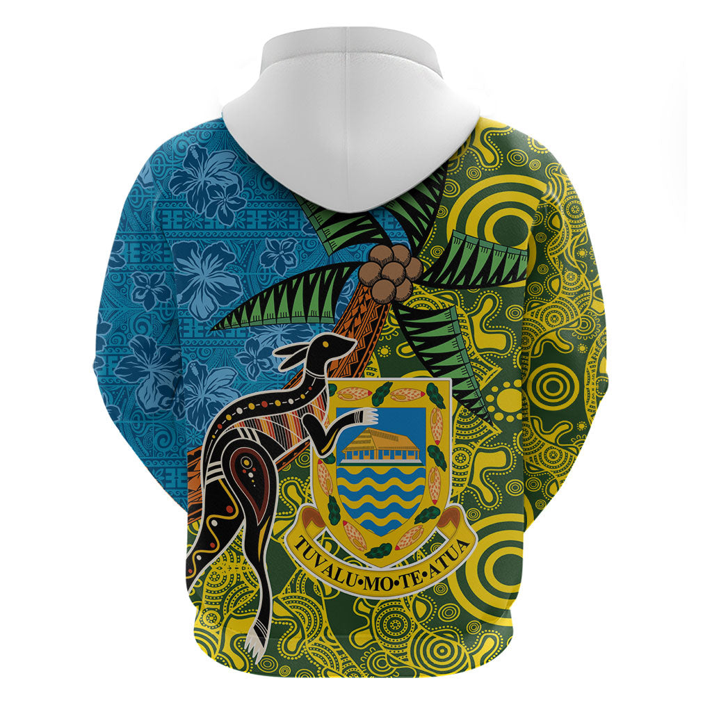 Tuvalu and Australia Together Zip Hoodie Tapa Pattern and Aboriginal mix Culture LT03 - Polynesian Pride