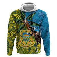 Tuvalu and Australia Together Zip Hoodie Tapa Pattern and Aboriginal mix Culture LT03 Pullover Hoodie Multicolor - Polynesian Pride