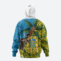 Tuvalu and Australia Together Zip Hoodie Tapa Pattern and Aboriginal mix Culture LT03 - Polynesian Pride