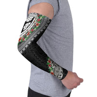 Fiji Hibiscus Arm Sleeves Tapa Masi Motifs with Tropical Plants LT03 - Polynesian Pride