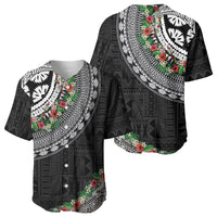 Fiji Hibiscus Baseball Jersey Tapa Masi Motifs with Tropical Plants LT03 - Polynesian Pride
