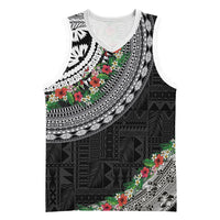 Fiji Hibiscus Basketball Jersey Tapa Masi Motifs with Tropical Plants LT03 Unisex Black - Polynesian Pride