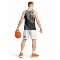 Fiji Hibiscus Basketball Jersey Tapa Masi Motifs with Tropical Plants LT03 - Polynesian Pride