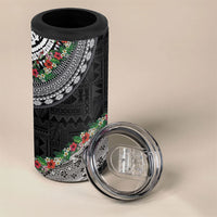 Fiji Hibiscus 4 in 1 Can Cooler Tumbler Tapa Masi Motifs with Tropical Plants LT03 - Polynesian Pride