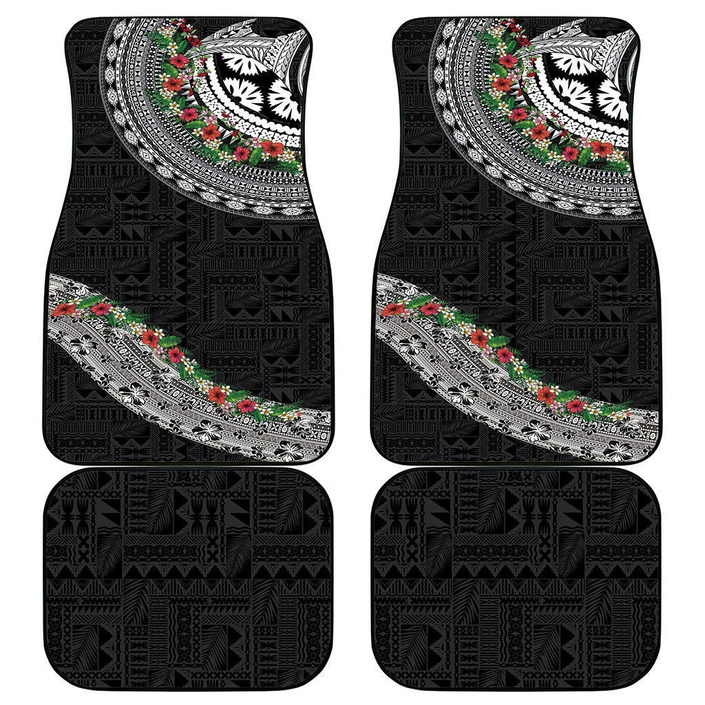 Fiji Hibiscus Car Mats Tapa Masi Motifs with Tropical Plants LT03 - Polynesian Pride