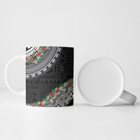 Fiji Hibiscus Ceramic Mug Tapa Masi Motifs with Tropical Plants LT03 - Polynesian Pride