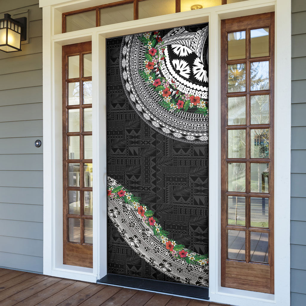 Fiji Hibiscus Door Cover Tapa Masi Motifs with Tropical Plants LT03 - Polynesian Pride