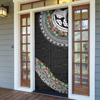 Fiji Hibiscus Door Cover Tapa Masi Motifs with Tropical Plants LT03 - Polynesian Pride