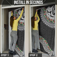 Fiji Hibiscus Door Cover Tapa Masi Motifs with Tropical Plants LT03 - Polynesian Pride