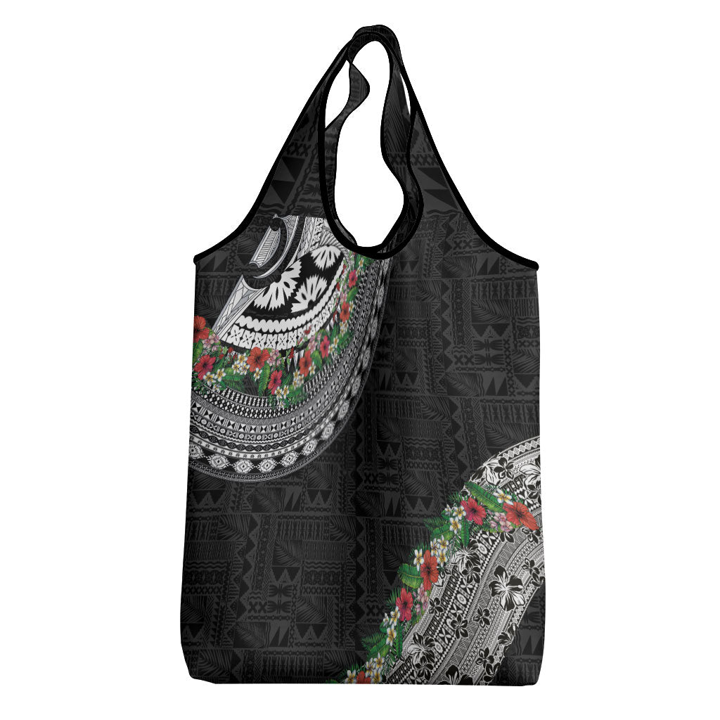 Fiji Hibiscus Grocery Bag Tapa Masi Motifs with Tropical Plants LT03 - Polynesian Pride