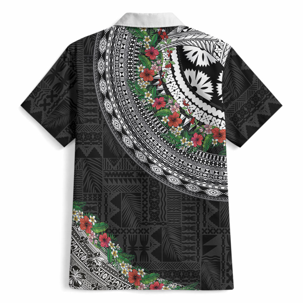 Fiji Hibiscus Hawaiian Shirt Tapa Masi Motifs with Tropical Plants LT03 - Polynesian Pride
