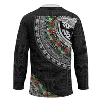 Fiji Hibiscus Hockey Jersey Tapa Masi Motifs with Tropical Plants LT03 - Polynesian Pride