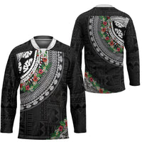 Fiji Hibiscus Hockey Jersey Tapa Masi Motifs with Tropical Plants LT03 - Polynesian Pride