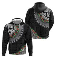 Fiji Hibiscus Hoodie Tapa Masi Motifs with Tropical Plants LT03 - Polynesian Pride