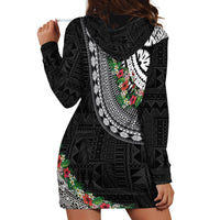 Fiji Hibiscus Hoodie Dress Tapa Masi Motifs with Tropical Plants LT03 - Polynesian Pride