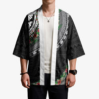 Fiji Hibiscus Kimono Tapa Masi Motifs with Tropical Plants LT03 - Polynesian Pride
