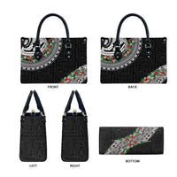 Fiji Hibiscus Leather Bag Tapa Masi Motifs with Tropical Plants LT03 - Polynesian Pride