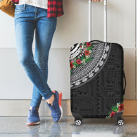 Fiji Hibiscus Luggage Cover Tapa Masi Motifs with Tropical Plants LT03 - Polynesian Pride