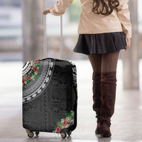 Fiji Hibiscus Luggage Cover Tapa Masi Motifs with Tropical Plants LT03 - Polynesian Pride
