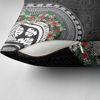 Fiji Hibiscus Pillow Cover Tapa Masi Motifs with Tropical Plants LT03 - Polynesian Pride