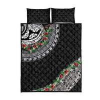 Fiji Hibiscus Quilt Bed Set Tapa Masi Motifs with Tropical Plants LT03 - Polynesian Pride