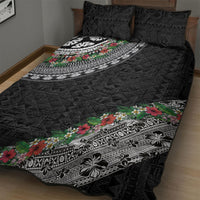 Fiji Hibiscus Quilt Bed Set Tapa Masi Motifs with Tropical Plants LT03 - Polynesian Pride