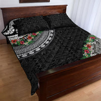 Fiji Hibiscus Quilt Bed Set Tapa Masi Motifs with Tropical Plants LT03 - Polynesian Pride