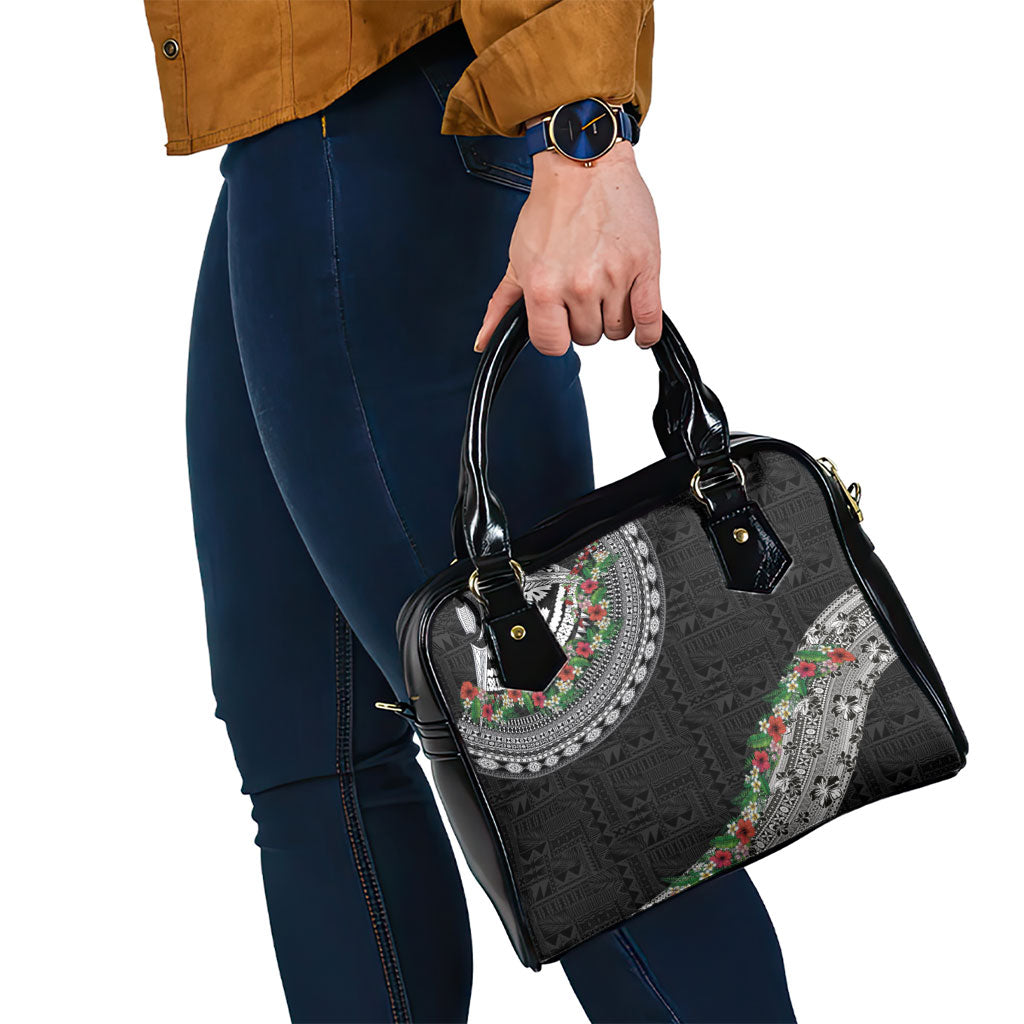 Fiji Hibiscus Shoulder Handbag Tapa Masi Motifs with Tropical Plants LT03 - Polynesian Pride