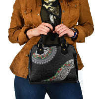 Fiji Hibiscus Shoulder Handbag Tapa Masi Motifs with Tropical Plants LT03 - Polynesian Pride