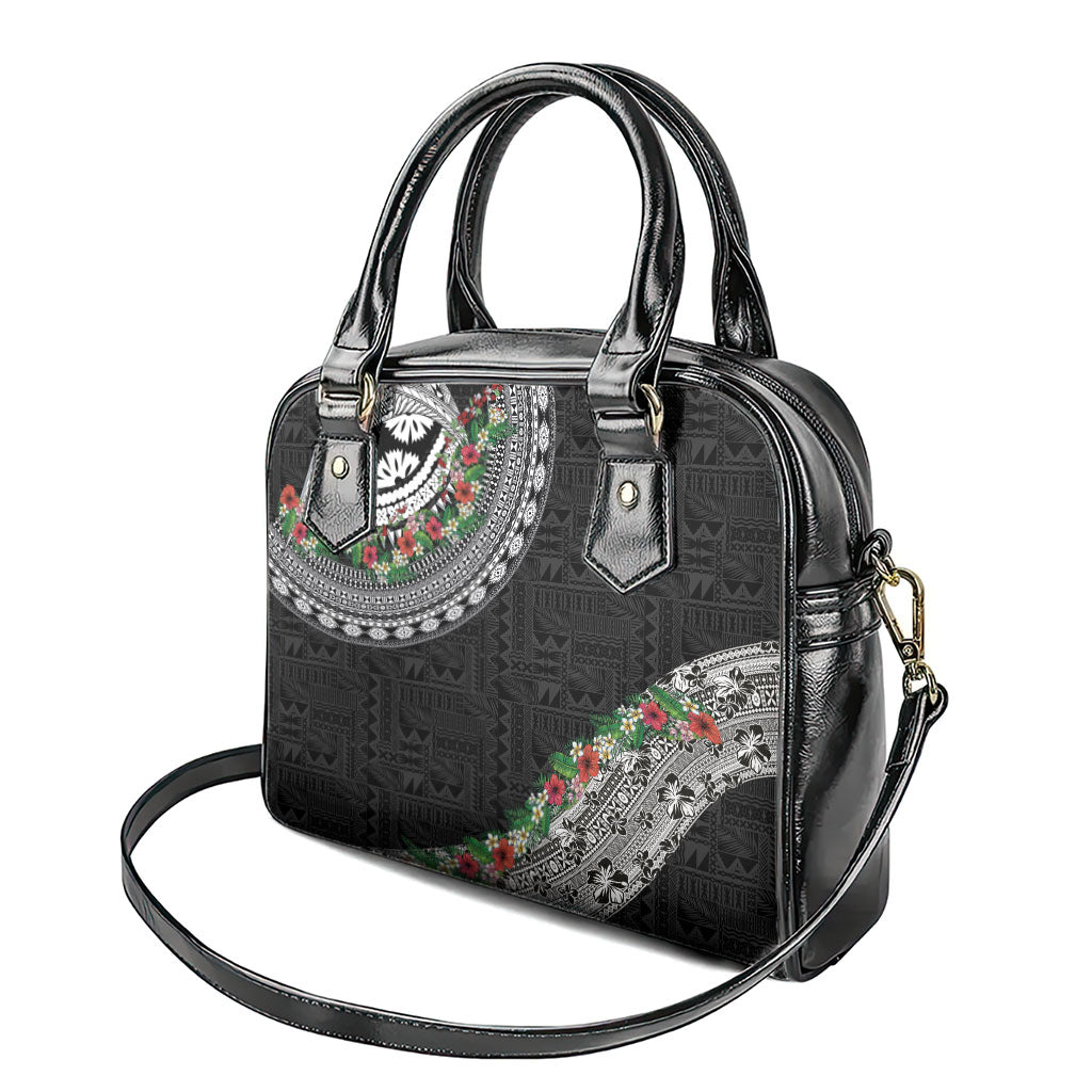 Fiji Hibiscus Shoulder Handbag Tapa Masi Motifs with Tropical Plants LT03 - Polynesian Pride