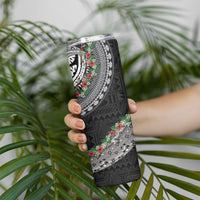 Fiji Hibiscus Skinny Tumbler Tapa Masi Motifs with Tropical Plants LT03 - Polynesian Pride