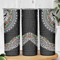 Fiji Hibiscus Skinny Tumbler Tapa Masi Motifs with Tropical Plants LT03 - Polynesian Pride
