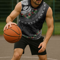 Fiji Hibiscus Sleeveless Hoodie Tapa Masi Motifs with Tropical Plants LT03 - Polynesian Pride