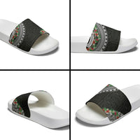 Fiji Hibiscus Slide Sandals Tapa Masi Motifs with Tropical Plants LT03 - Polynesian Pride