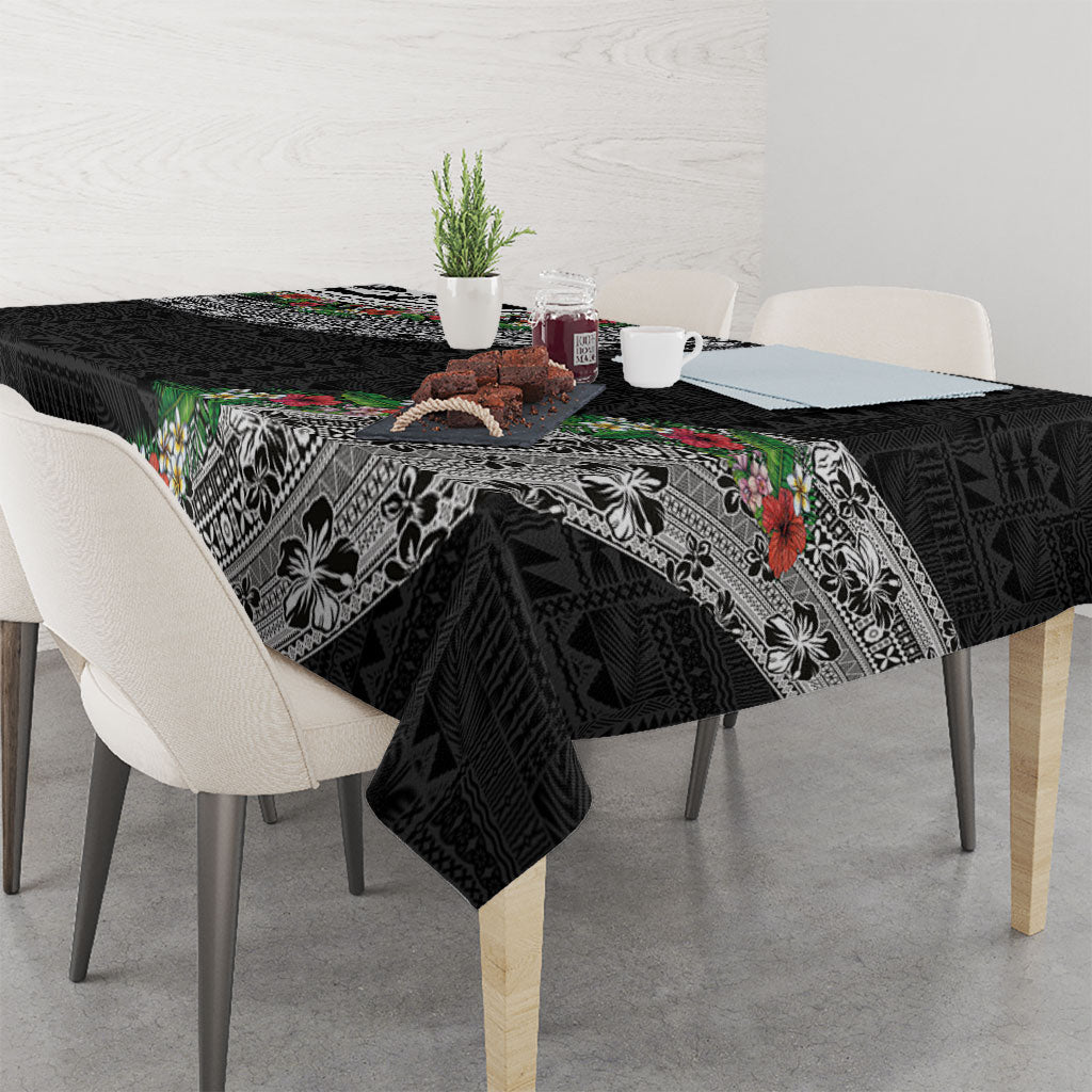 Fiji Hibiscus Tablecloth Tapa Masi Motifs with Tropical Plants LT03 - Polynesian Pride