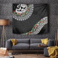 Fiji Hibiscus Tapestry Tapa Masi Motifs with Tropical Plants LT03 Black - Polynesian Pride