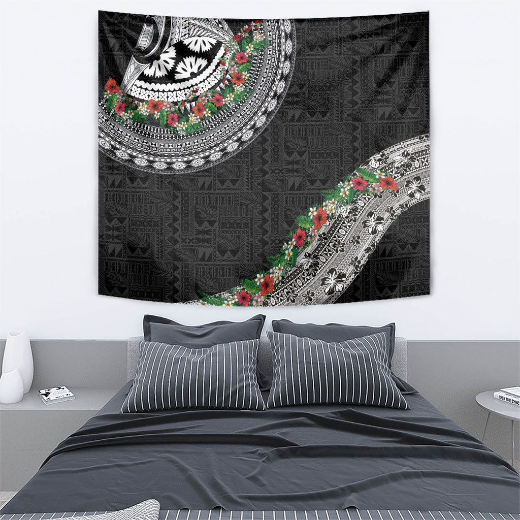 Fiji Hibiscus Tapestry Tapa Masi Motifs with Tropical Plants LT03 - Polynesian Pride