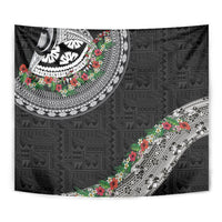 Fiji Hibiscus Tapestry Tapa Masi Motifs with Tropical Plants LT03 - Polynesian Pride