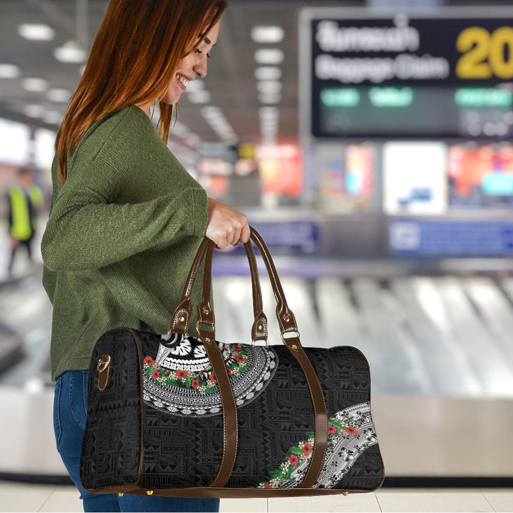 Fiji Hibiscus Travel Bag Tapa Masi Motifs with Tropical Plants LT03 - Polynesian Pride