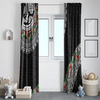Fiji Hibiscus Window Curtain Tapa Masi Motifs with Tropical Plants LT03 - Polynesian Pride