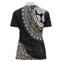 Fiji Hibiscus Women Polo Shirt Tapa Masi Motifs with Tropical Plants LT03 - Polynesian Pride