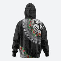 Fiji Hibiscus Zip Hoodie Tapa Masi Motifs with Tropical Plants LT03 - Polynesian Pride