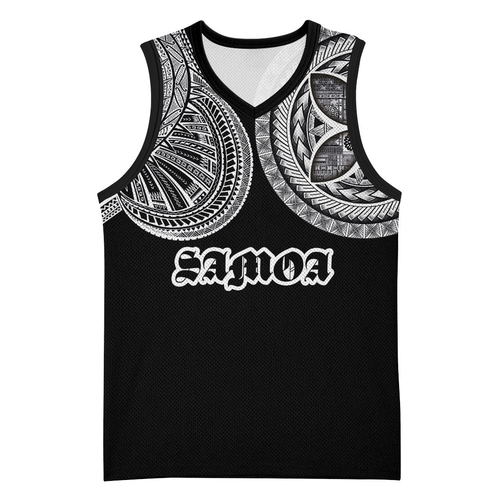 Samoa Traditional Tattoo Basketball Jersey Tribal Tatau Pattern LT03 Unisex Black - Polynesian Pride